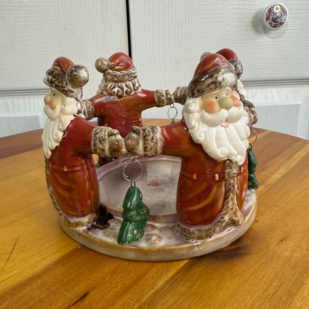 Ceramic pillar Santa Claus Christmas tree candle holder